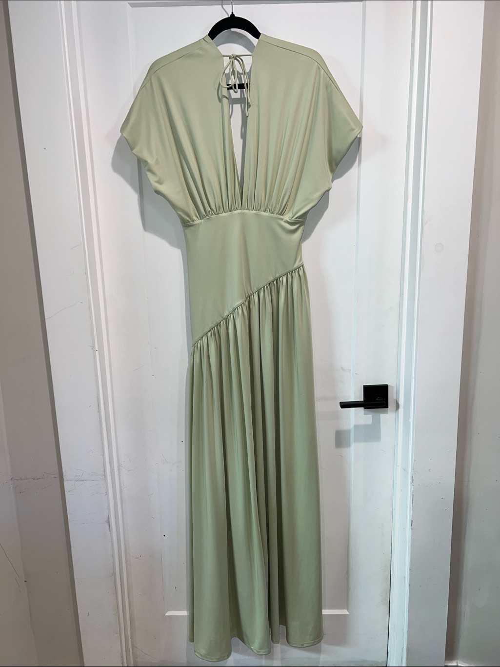 Delfi Collective Sade Asymmetric Maxi Dress Elegant Sage Green V-Neck — image 8 of 8